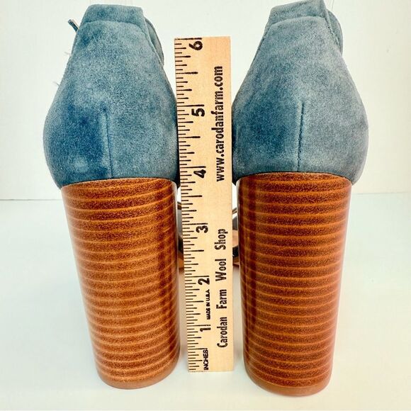 Steve Madden Chic Dressy Suede Leather Block Heeled Sandals-Sz 8-Blue Grey - Picture 4 of 12